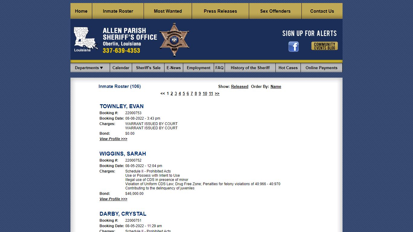 Inmate Roster - Allen Parish Sheriff's Office LA