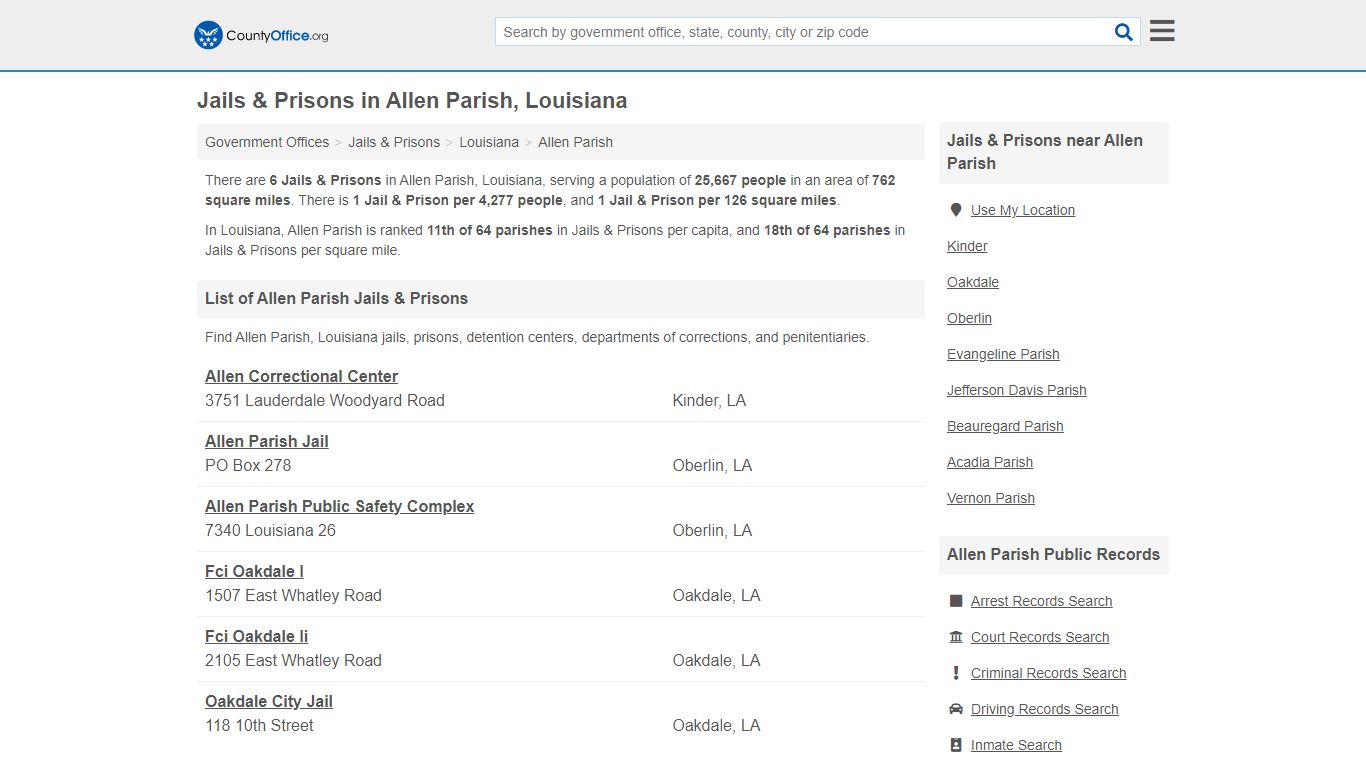 Jails & Prisons - Allen Parish, LA (Inmate Rosters & Records)